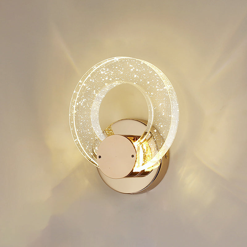 Round Shape Crystal Wall Light Modern Style 1 Light Wall Mount Light in Gold