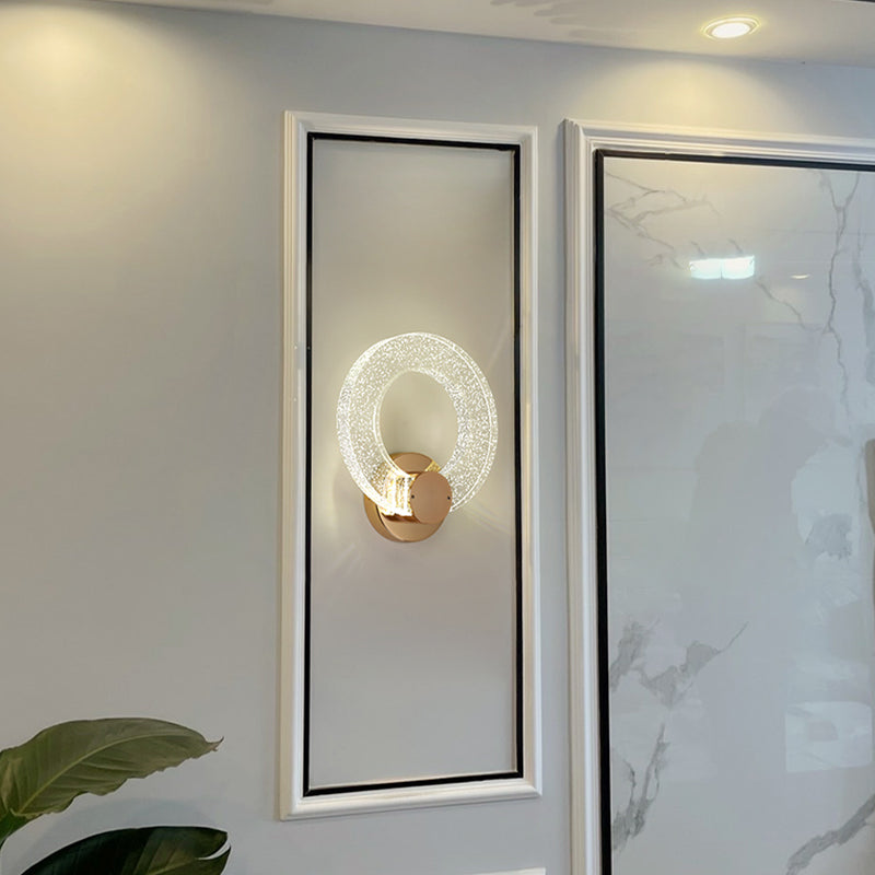 Round Shape Crystal Wall Light Modern Style 1 Light Wall Mount Light in Gold
