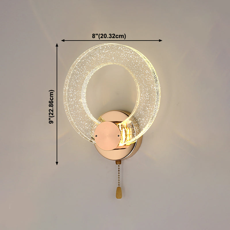Round Shape Crystal Wall Light Modern Style 1 Light Wall Mount Light in Gold