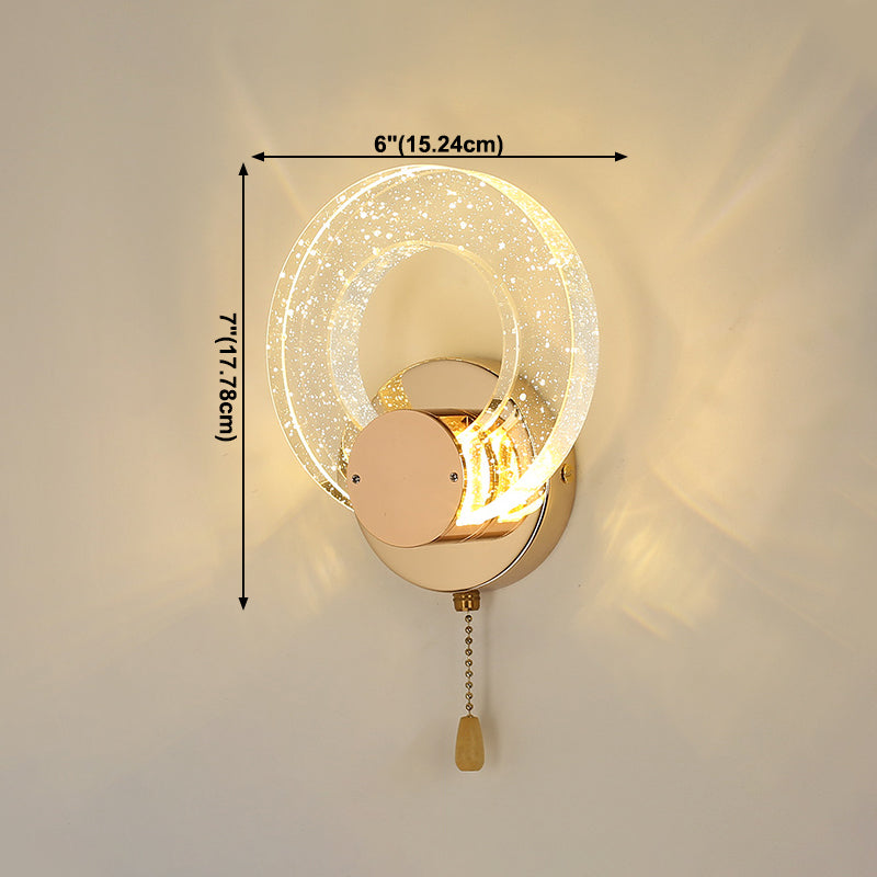 Round Shape Crystal Wall Light Modern Style 1 Light Wall Mount Light in Gold
