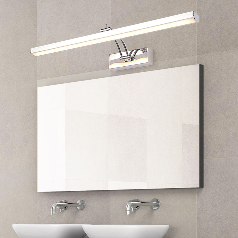 Linear Modern Style Vanity Light Metal 1-Light LED Mirror Light for Bathroom in Silver