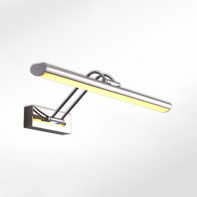 Linear Modern Style Vanity Light Metal 1-Light LED Mirror Light for Bathroom in Silver