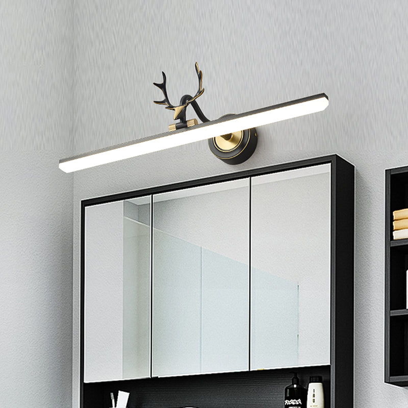 Metal Linear Shape Wall Light Modern 1-Light Mirror Wall Mount Light Fixture