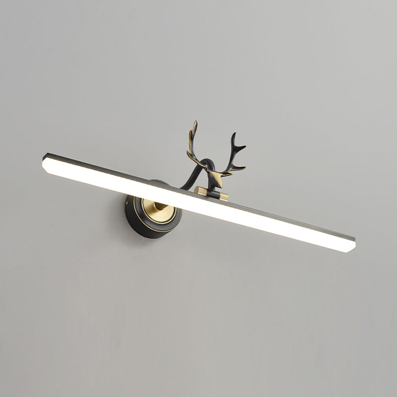 Metal Linear Shape Wall Light Modern 1-Light Mirror Wall Mount Light Fixture