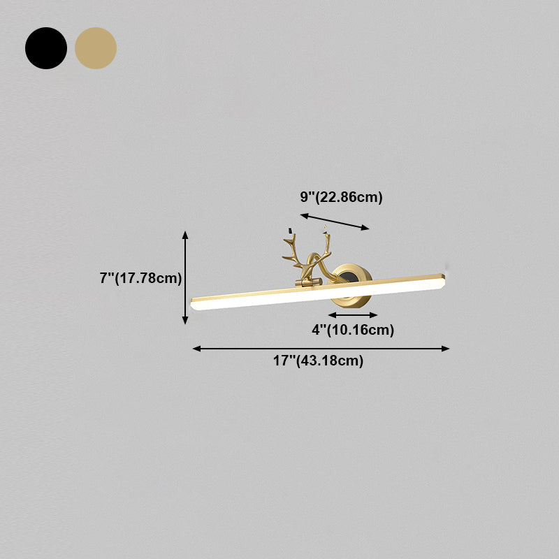 Metal Linear Shape Wall Light Modern 1-Light Mirror Wall Mount Light Fixture