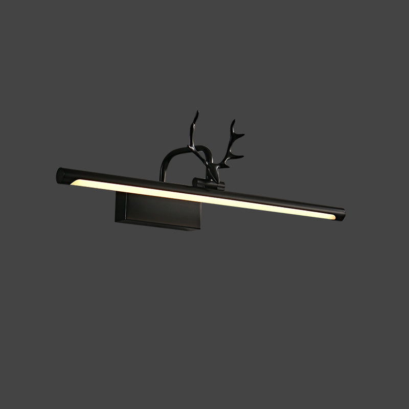American Style Brass Vanity Light Straight LED Mirror Light with Antlers for Bathroom