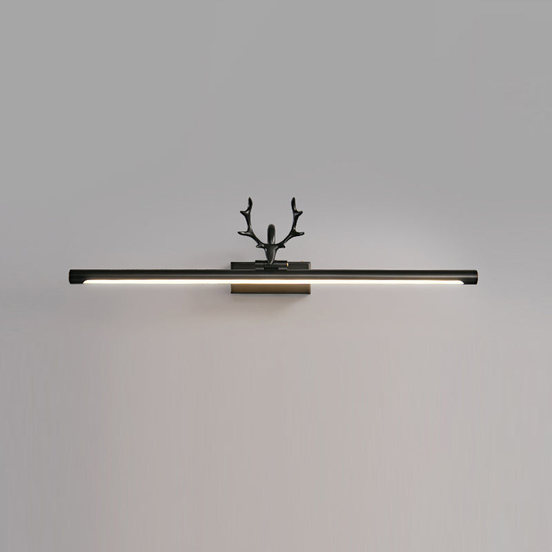 American Style Brass Vanity Light Straight LED Mirror Light with Antlers for Bathroom