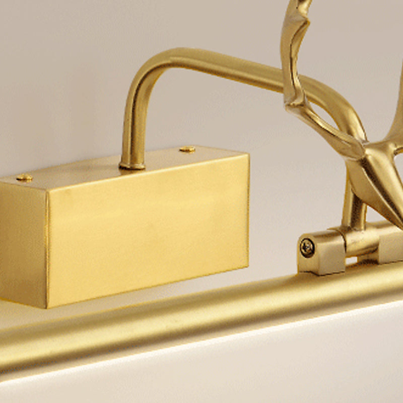 American Style Brass Vanity Light Straight LED Mirror Light with Antlers for Bathroom