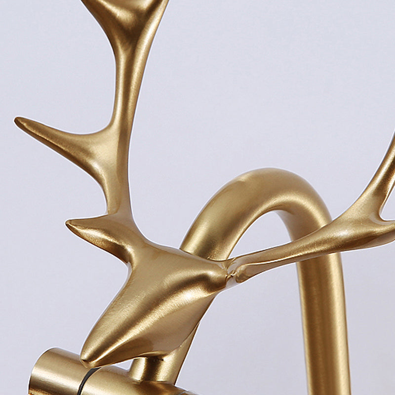 American Style Brass Vanity Light Straight LED Mirror Light with Antlers for Bathroom