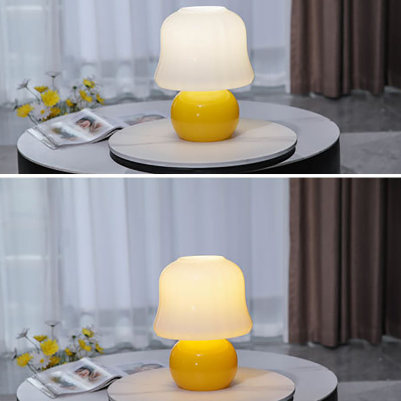 Mushroom Glass Nightstand Lamp Macaron Style 1 Head Bedroom Table Light