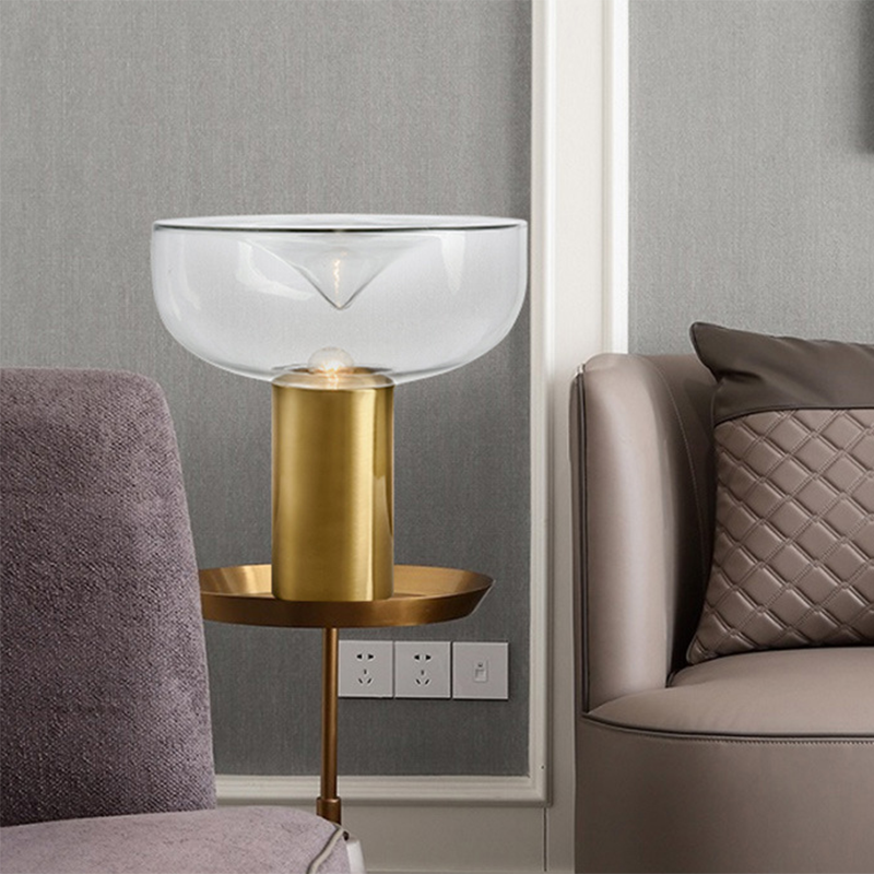 Round Shape Glass Table Lamp Modern Style 1 Light Table Lamp Fixture