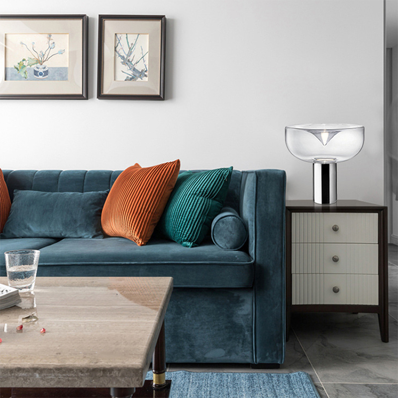 Round Shape Glass Table Lamp Modern Style 1 Light Table Lamp Fixture