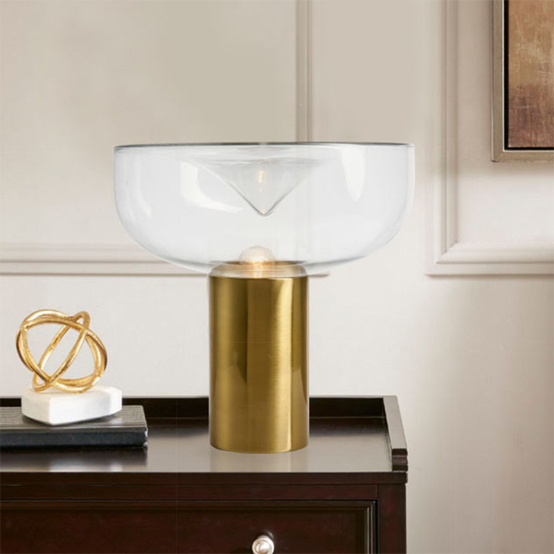Round Shape Glass Table Lamp Modern Style 1 Light Table Lamp Fixture