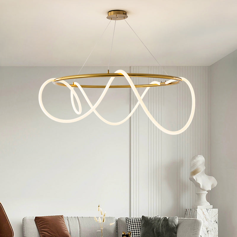Moderne Kronleuchterbeleuchtungskörper Wohnzimmer Linear Kronleuchterlampe in Gold