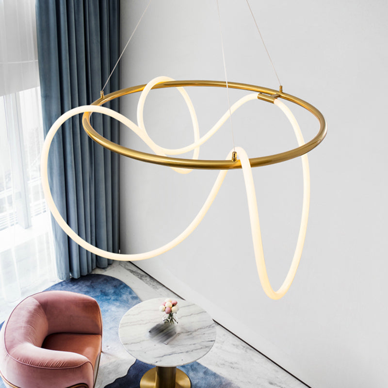 Moderne Kronleuchterbeleuchtungskörper Wohnzimmer Linear Kronleuchterlampe in Gold