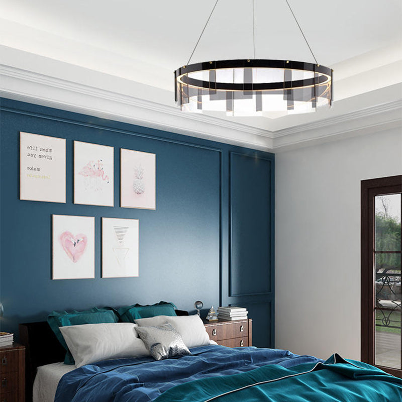 Moderner Stil runder Schatten hängend hängendes Glas Metall Anhänger Licht für Wohnzimmer