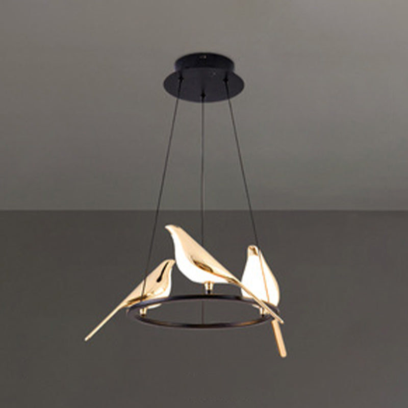 Lampe suspendue en or Postmodern Forme d'oiseau en métal