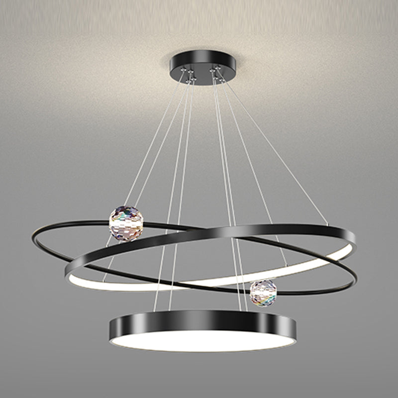 Noordse cirkel kroonluchter metaal gelaagde led kroonluchter hanger voor restaurant