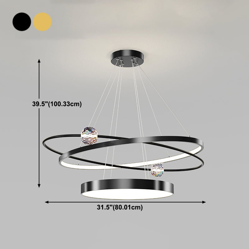 Noordse cirkel kroonluchter metaal gelaagde led kroonluchter hanger voor restaurant