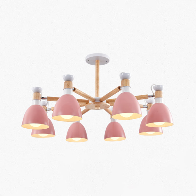 Multi Light Cone Hangende kroonluchter moderne macaron -stijl metalen hangende lamp voor slaapkamer