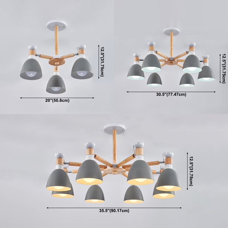 Multi Light Cone Hangende kroonluchter moderne macaron -stijl metalen hangende lamp voor slaapkamer