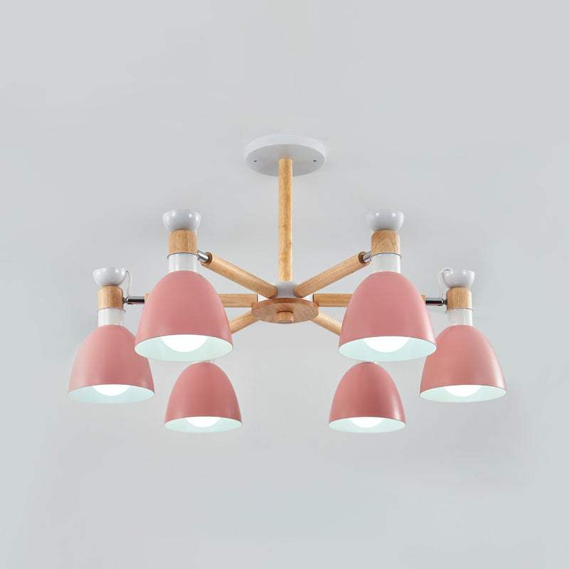 Multi Light Cone Hangende kroonluchter moderne macaron -stijl metalen hangende lamp voor slaapkamer