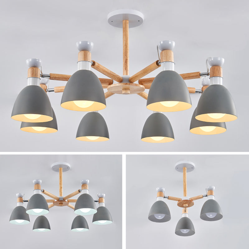 Multi Light Cone Hangende kroonluchter moderne macaron -stijl metalen hangende lamp voor slaapkamer
