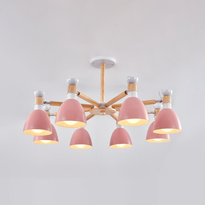 Multi Light Cone Hangende kroonluchter moderne macaron -stijl metalen hangende lamp voor slaapkamer