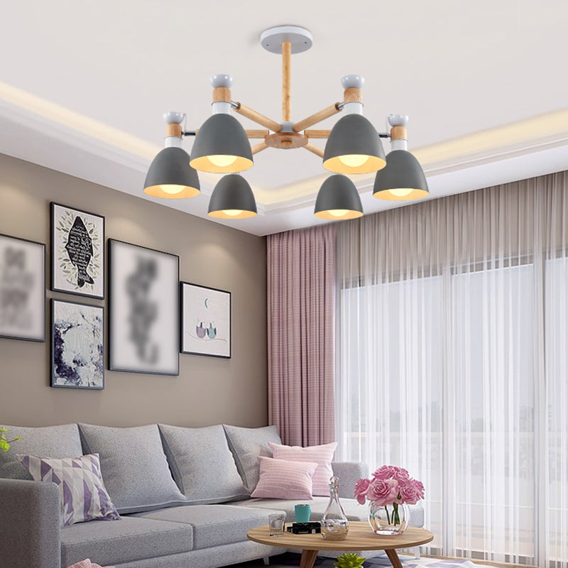 Multi Light Cone Hangende kroonluchter moderne macaron -stijl metalen hangende lamp voor slaapkamer