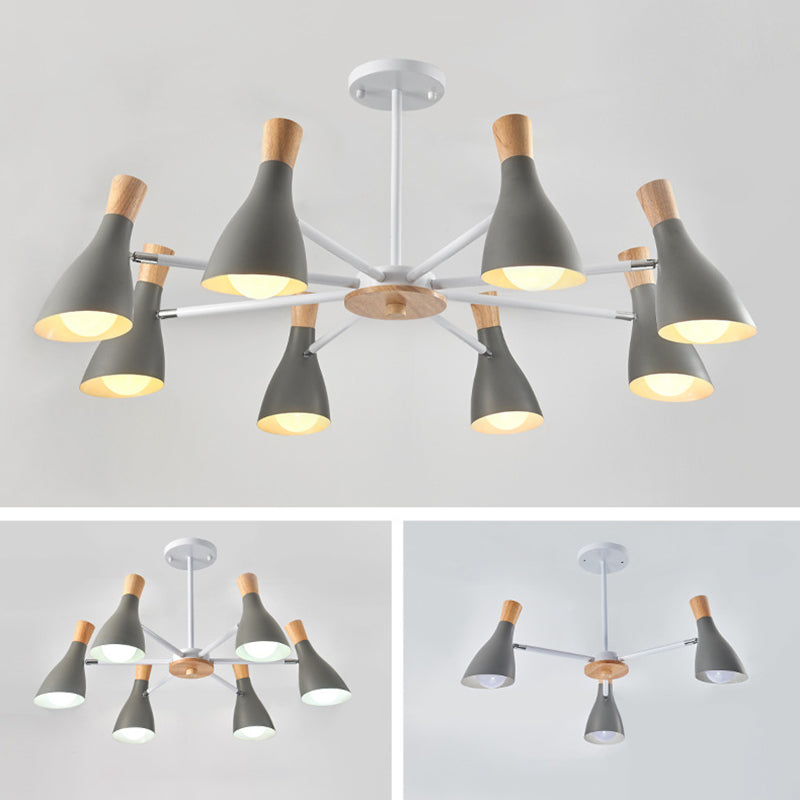 Multi Light Cone Hangende kroonluchter Moderne Macaron Style Metal Hanging Lamp voor restaurant