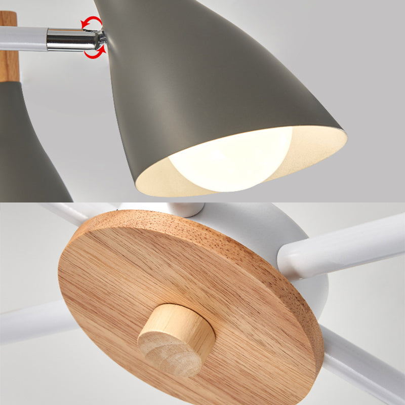 Multi Light Cone Hangende kroonluchter Moderne Macaron Style Metal Hanging Lamp voor restaurant