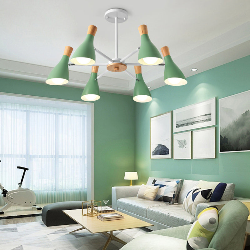 Multi Light Cone Hangende kroonluchter Moderne Macaron Style Metal Hanging Lamp voor restaurant