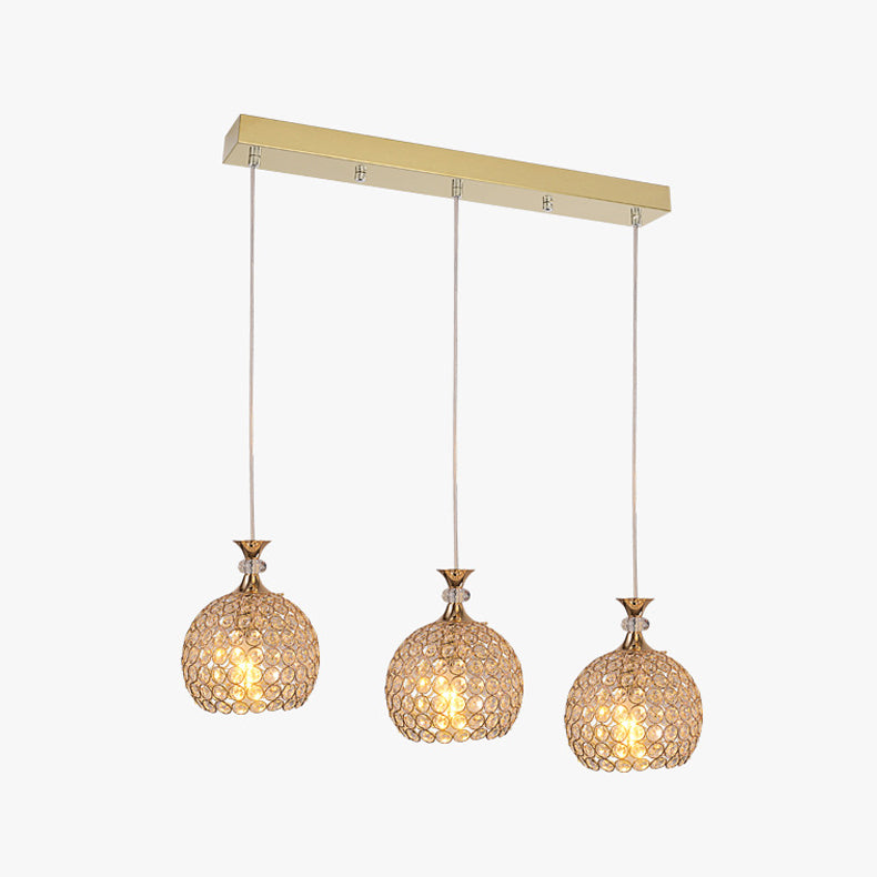 3-Light Dining Room Hanging Light Minimalist Pendant Lighting with Dome Crystal Shade
