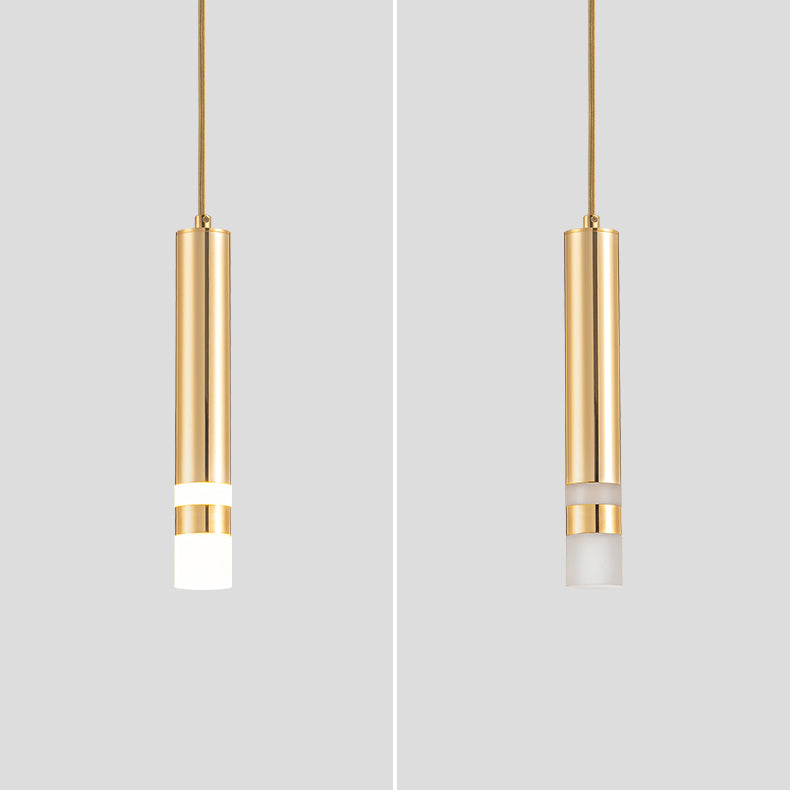 Forme de cylindre Metal Pendant Light Modern Style 1 Lumière Lumière Lumière en or