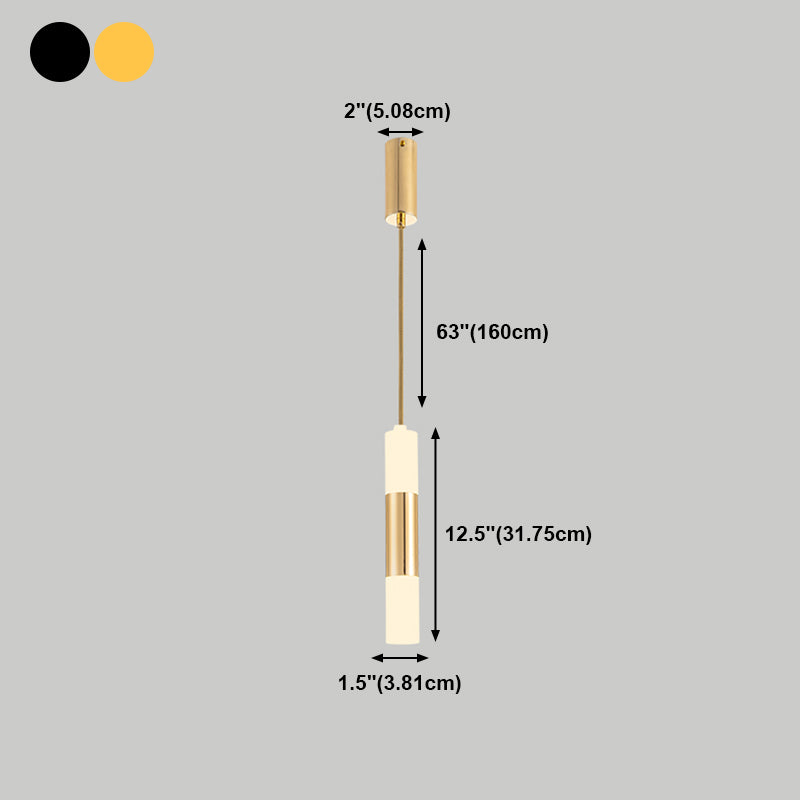 Forme de cylindre Metal Pendant Light Modern Style 1 Lumière Lumière Lumière en or