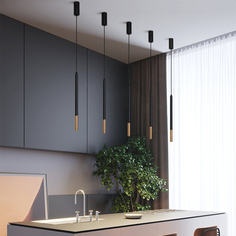 Cylinder Shape Metal Hanging Ceiling Light Modern Style 1 Light Pendant Light