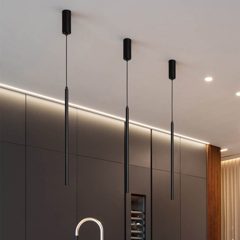 Cylinder Shape Metal Hanging Ceiling Light Modern Style 1 Light Pendant Light