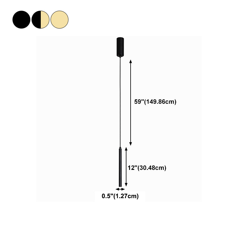 Cylinder Shape Metal Hanging Ceiling Light Modern Style 1 Light Pendant Light