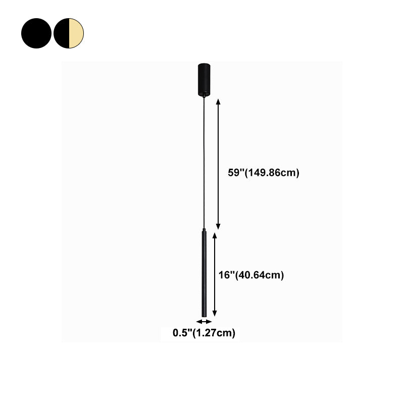 Cylinder Shape Metal Hanging Ceiling Light Modern Style 1 Light Pendant Light