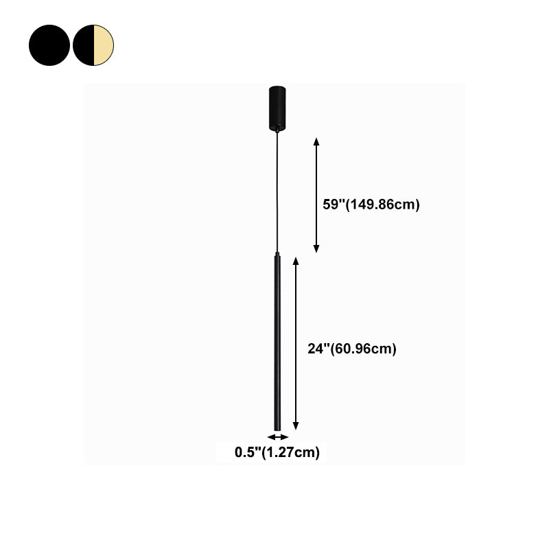 Cylinder Shape Metal Hanging Ceiling Light Modern Style 1 Light Pendant Light