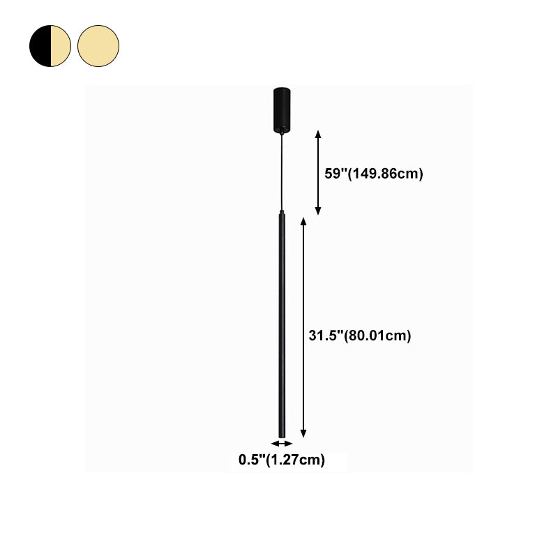 Cylinder Shape Metal Hanging Ceiling Light Modern Style 1 Light Pendant Light