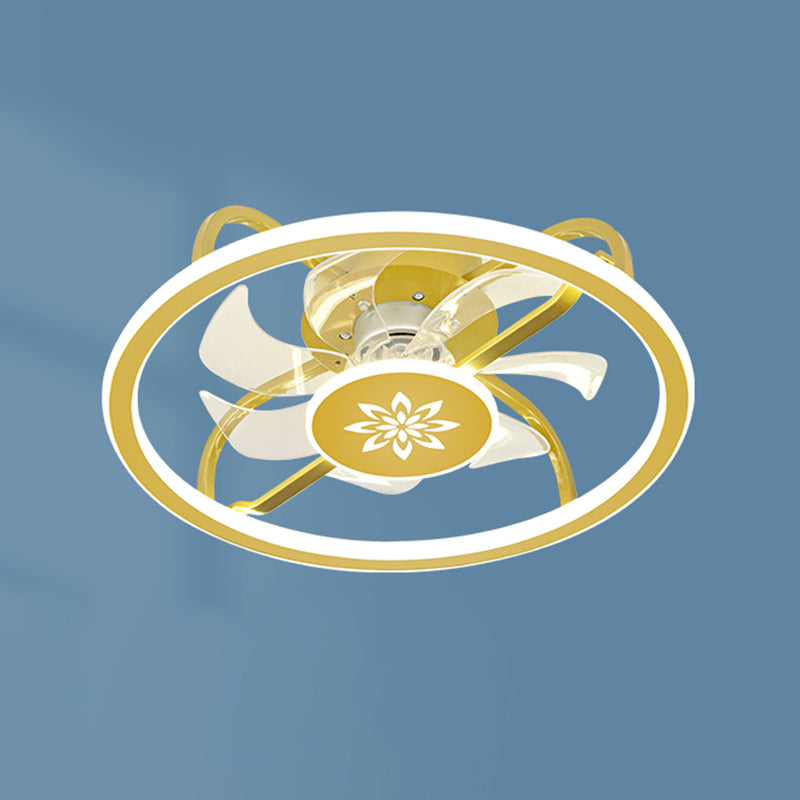 Kinderstil Geometrie Deckenventilator Leuchten Metall 2-Licht-LED-Flush Leuchten in Gold