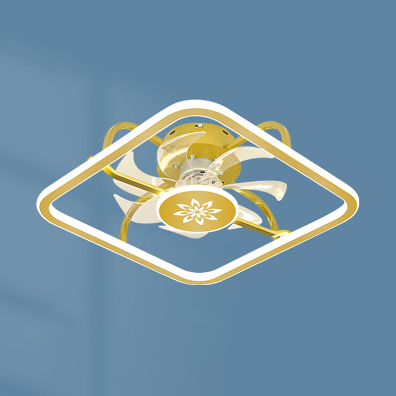 Kinderstil Geometrie Deckenventilator Leuchten Metall 2-Licht-LED-Flush Leuchten in Gold