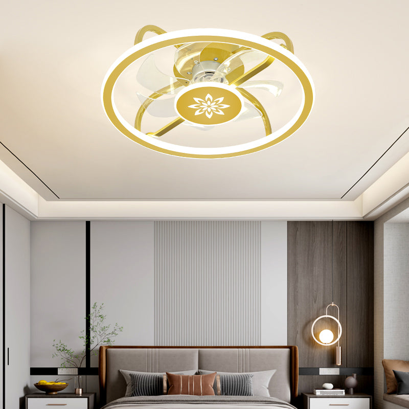 Kinderstil Geometrie Deckenventilator Leuchten Metall 2-Licht-LED-Flush Leuchten in Gold