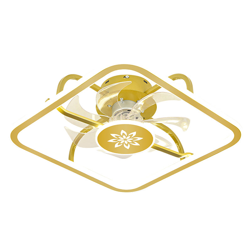 Kinderstil Geometrie Deckenventilator Leuchten Metall 2-Licht-LED-Flush Leuchten in Gold