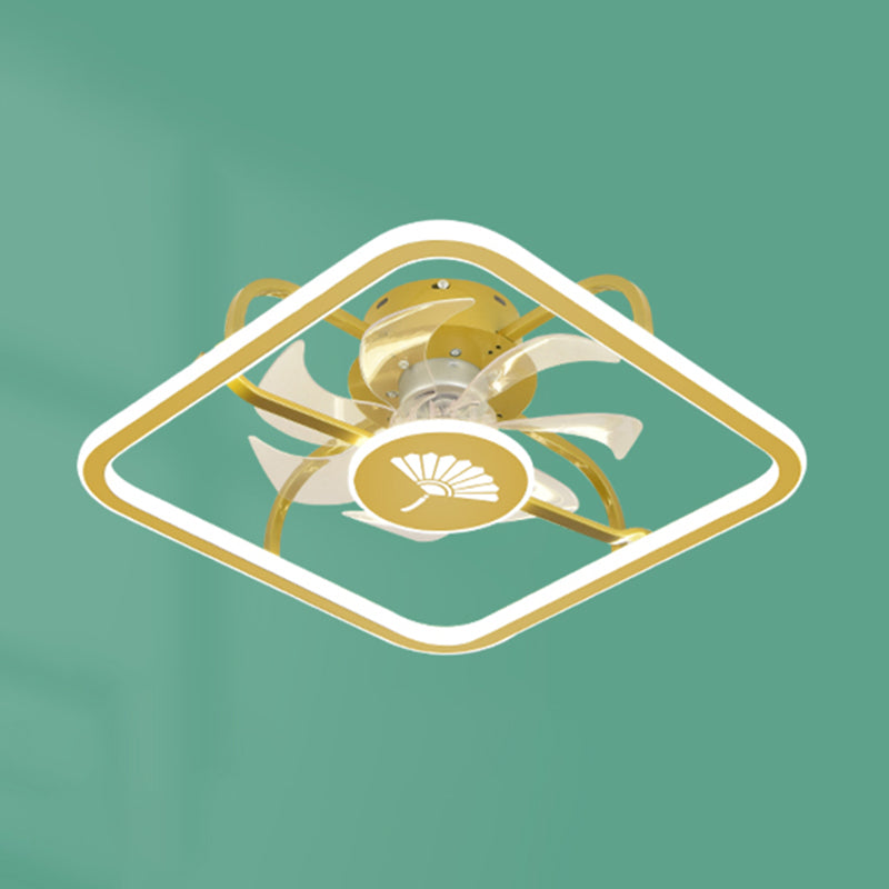 Kinderstil Geometrie Deckenventilator Leuchten Metall 2-Licht-LED-Flush Leuchten in Gold