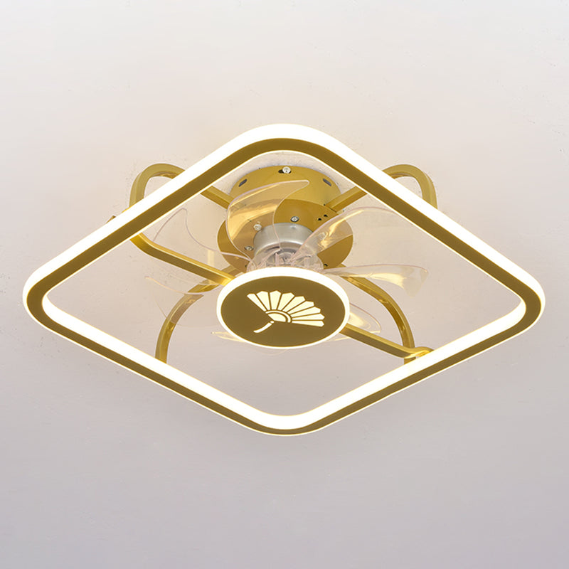 Kids Style Geometry Ceiling Fan Lights Metal 2-Light LED Flush Lights in Gold