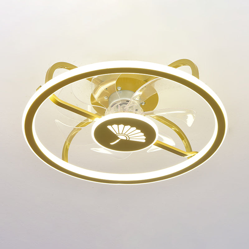 Kinderstil Geometrie Deckenventilator Leuchten Metall 2-Licht-LED-Flush Leuchten in Gold