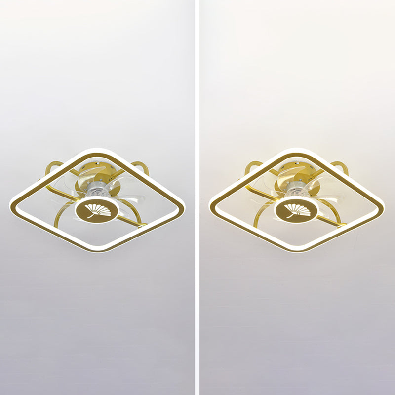 Kinderstil Geometrie Deckenventilator Leuchten Metall 2-Licht-LED-Flush Leuchten in Gold