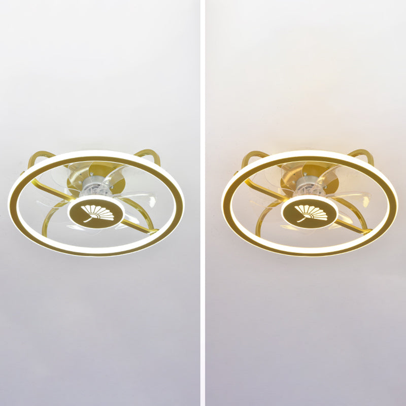 Kinderstil Geometrie Deckenventilator Leuchten Metall 2-Licht-LED-Flush Leuchten in Gold